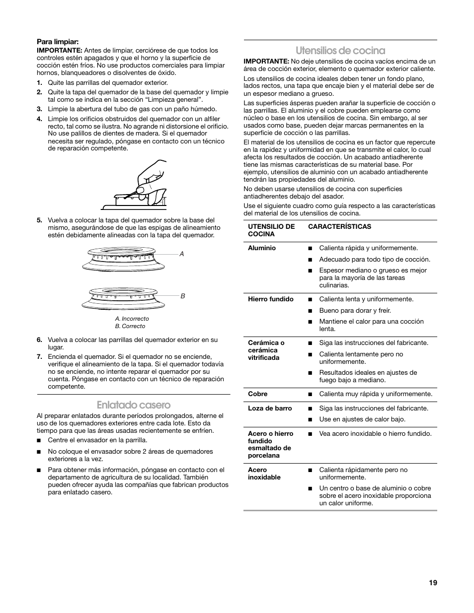 Enlatado casero, Utensilios de cocina | Estate W10162222A User Manual | Page 19 / 28