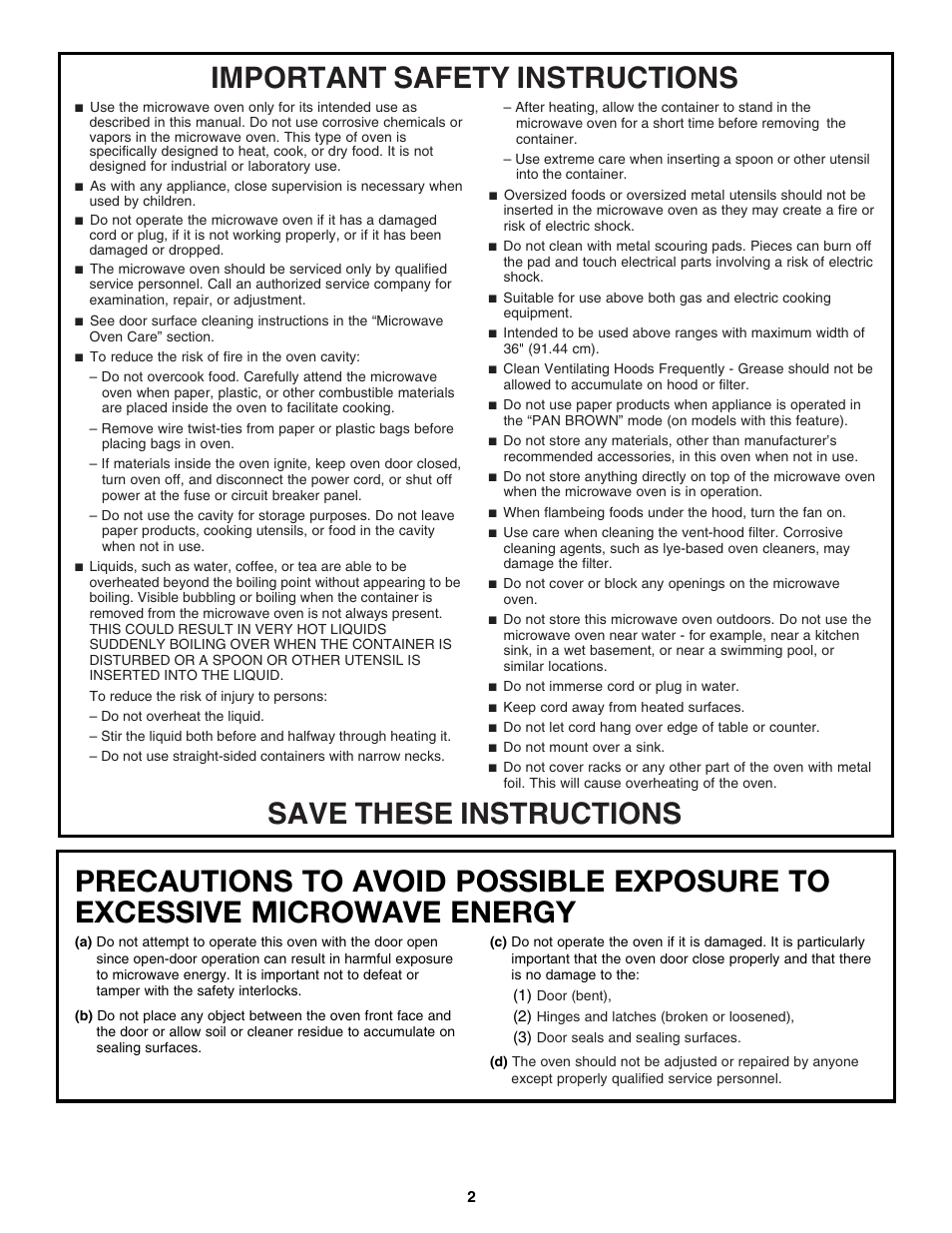 Estate Microwave Hood Combination User Manual | Page 2 / 6