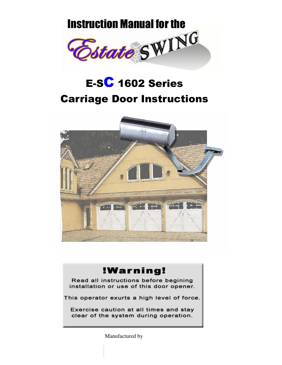 Estate Swing E-SC 1600 User Manual | 32 pages
