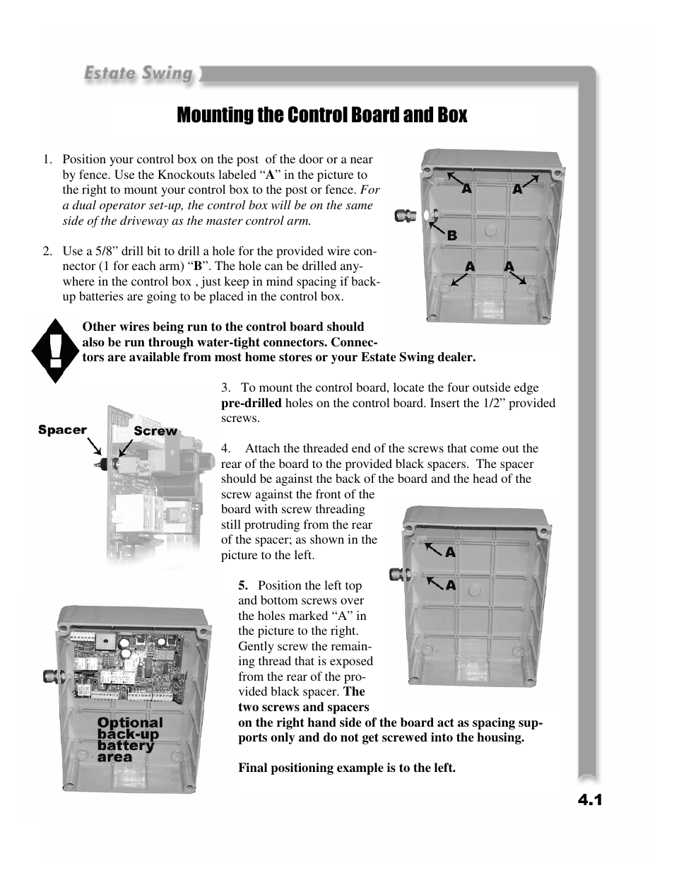 Mounting the control board and box | Estate Swing E-SC 1600 User Manual | Page 13 / 32
