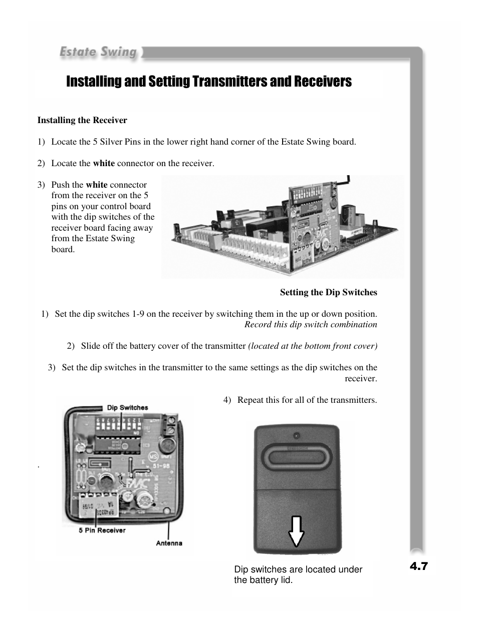 Installing and setting transmitters and receivers | Estate Swing E-SC 1600 User Manual | Page 19 / 32