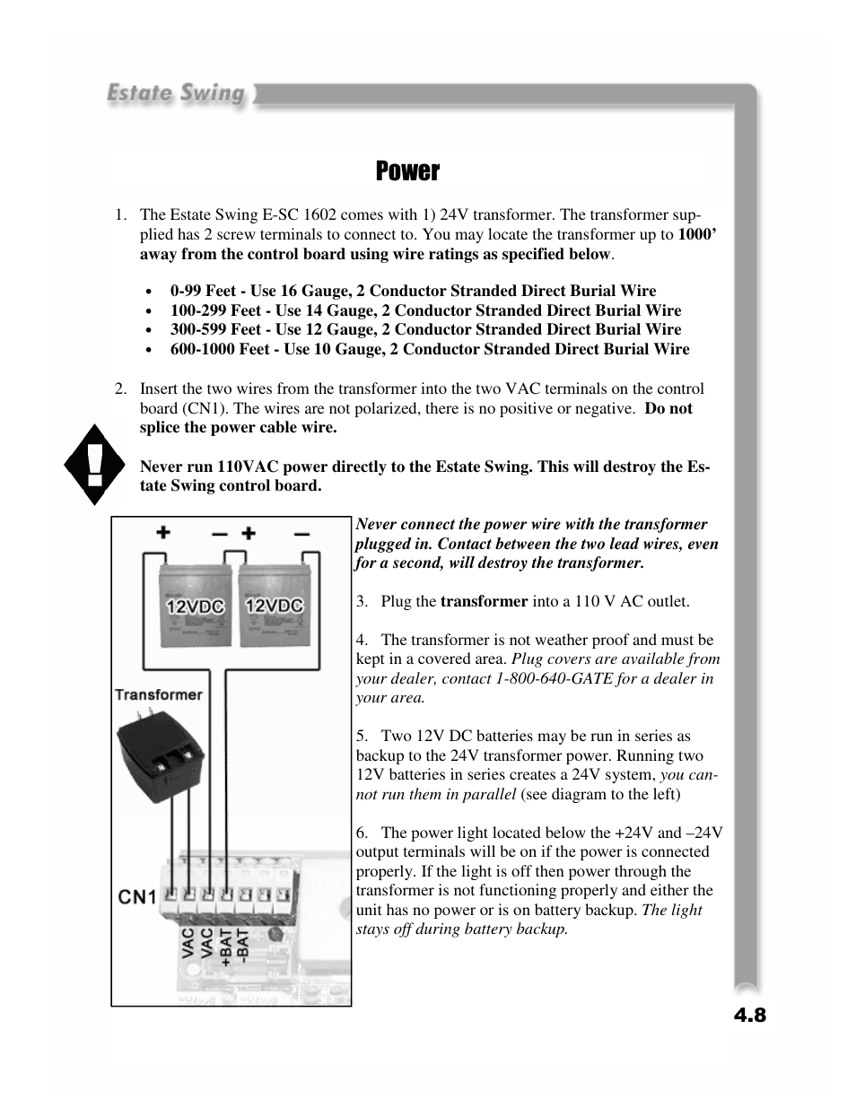 Power | Estate Swing E-SC 1600 User Manual | Page 20 / 32
