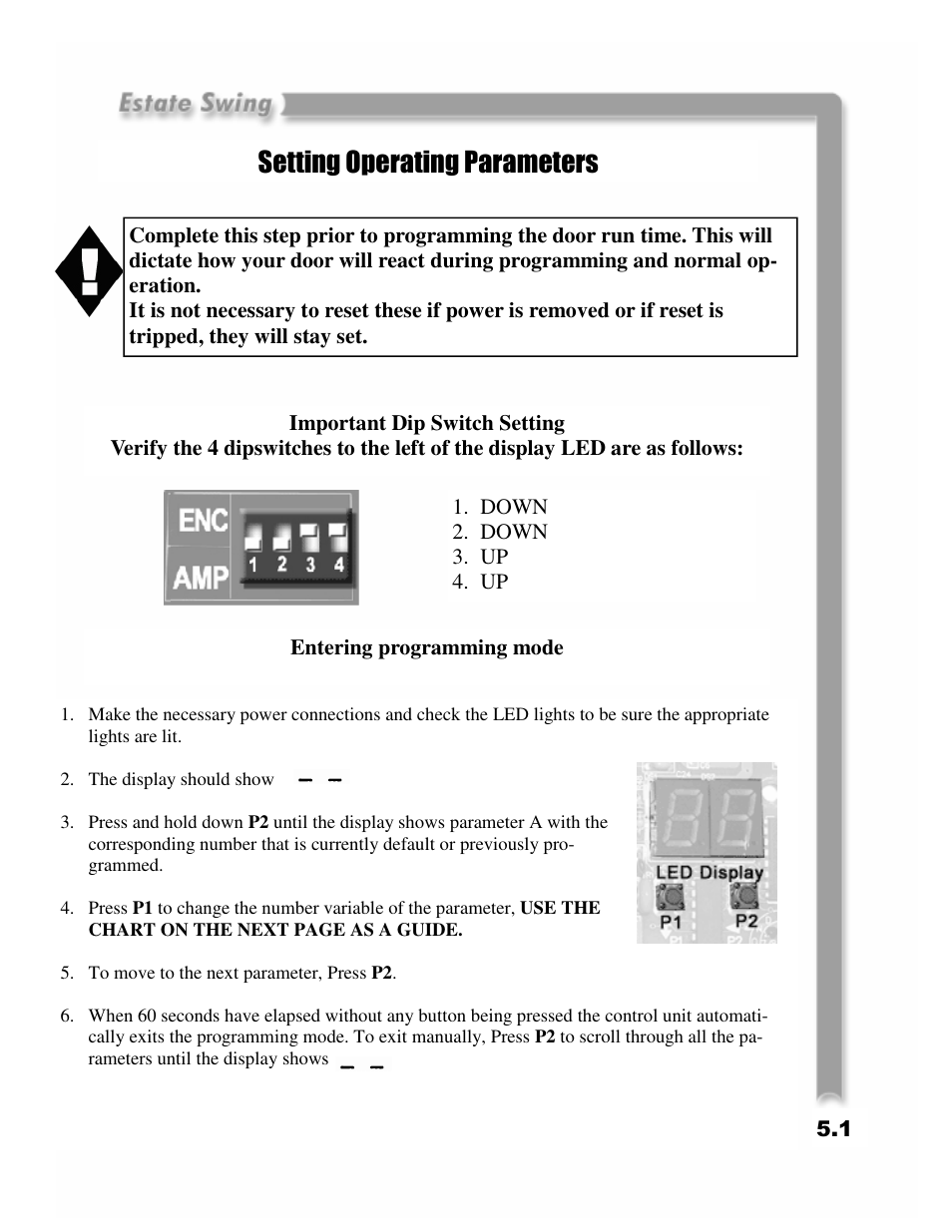 Setting operating parameters | Estate Swing E-SC 1600 User Manual | Page 21 / 32
