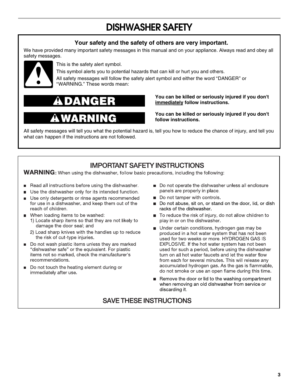Dishwasher safety | Estate TUD6710P User Manual | Page 3 / 16