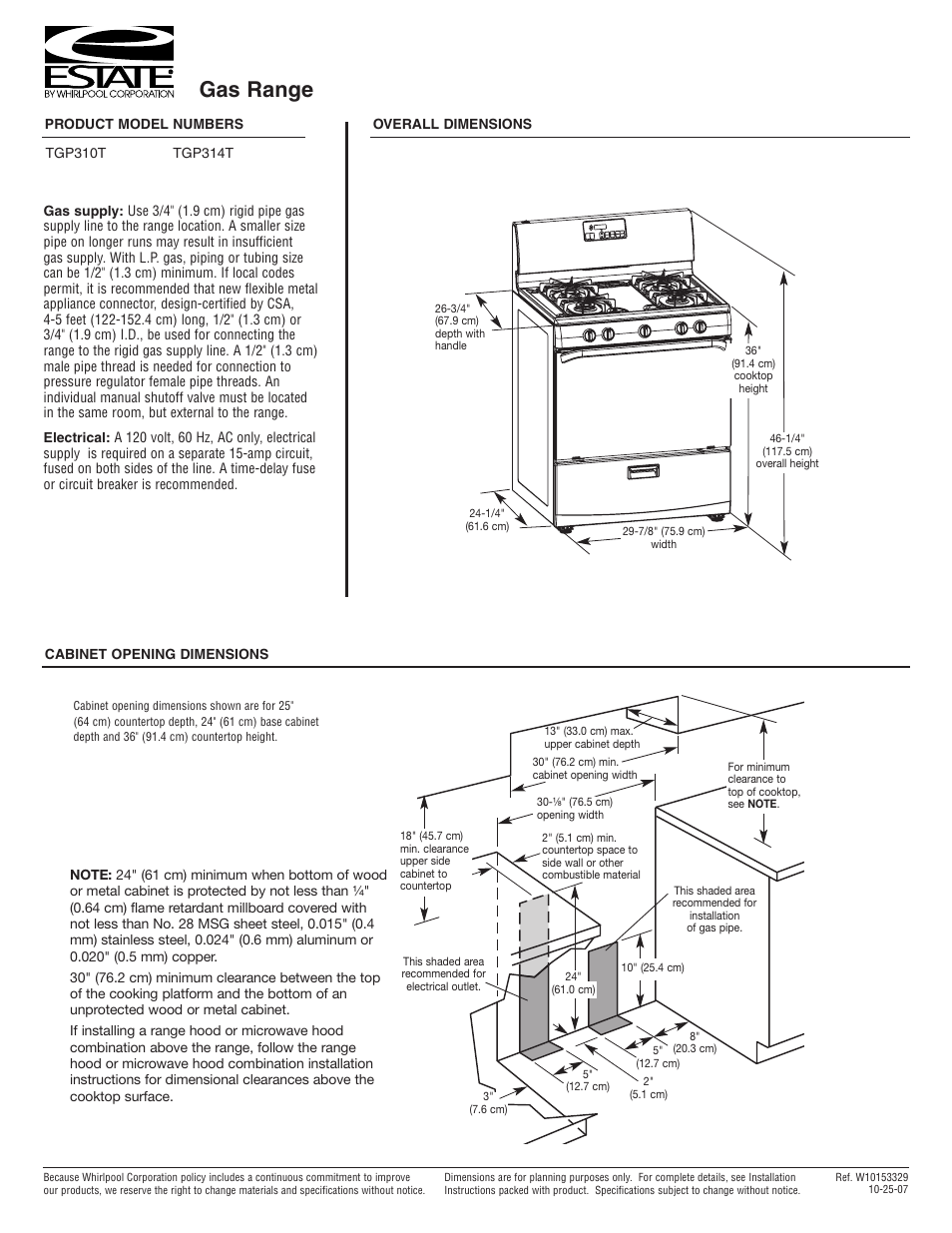 Estate TGP310T User Manual | 1 page