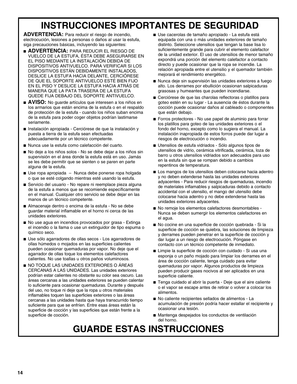 Advertencia, Aviso | Estate W10175655B User Manual | Page 14 / 24