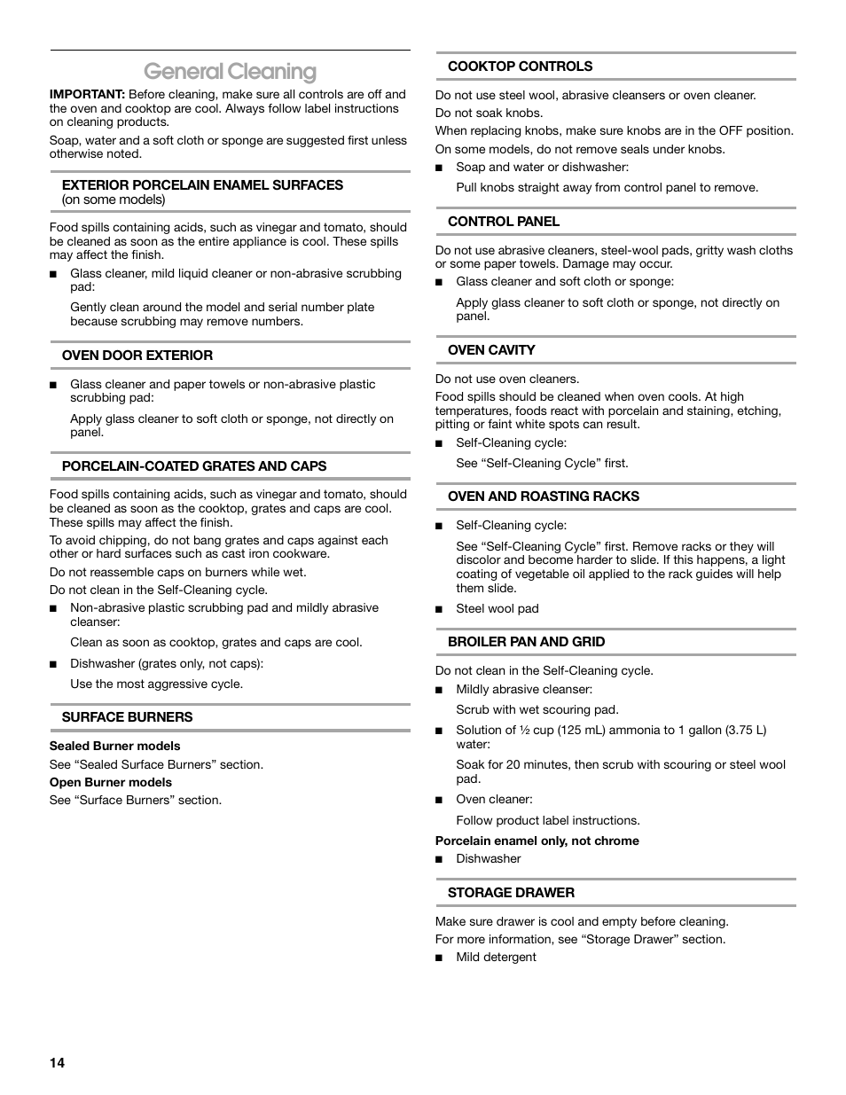 General cleaning | Estate TGS325 User Manual | Page 14 / 18