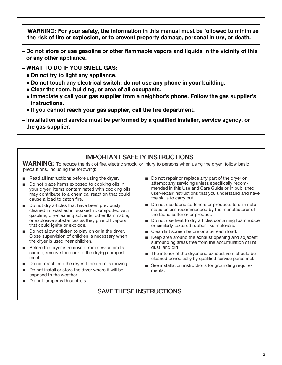 Important safety instructions, Save these instructions, Warning | Estate 8318478A User Manual | Page 3 / 12