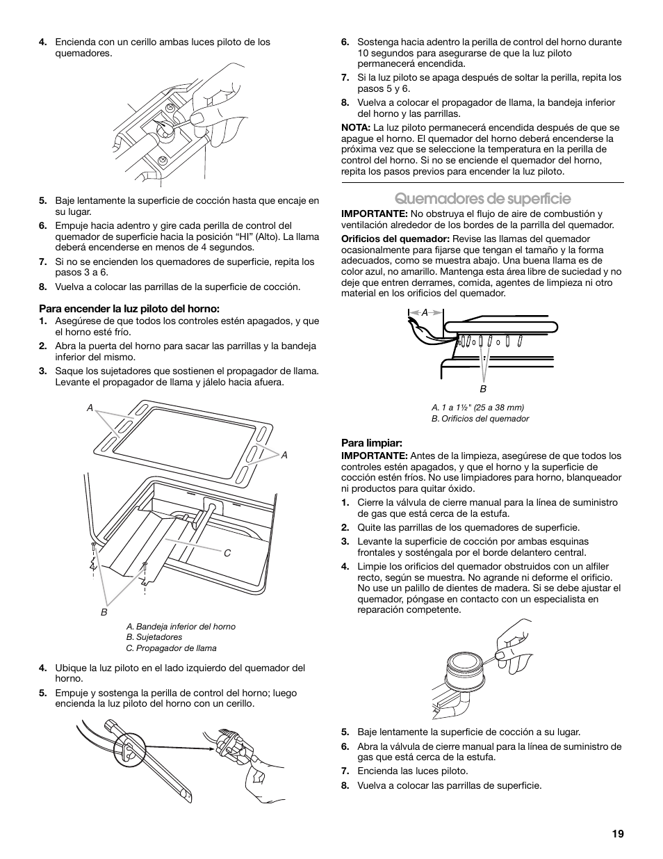 Quemadores de superficie | Estate W10173325A User Manual | Page 19 / 28