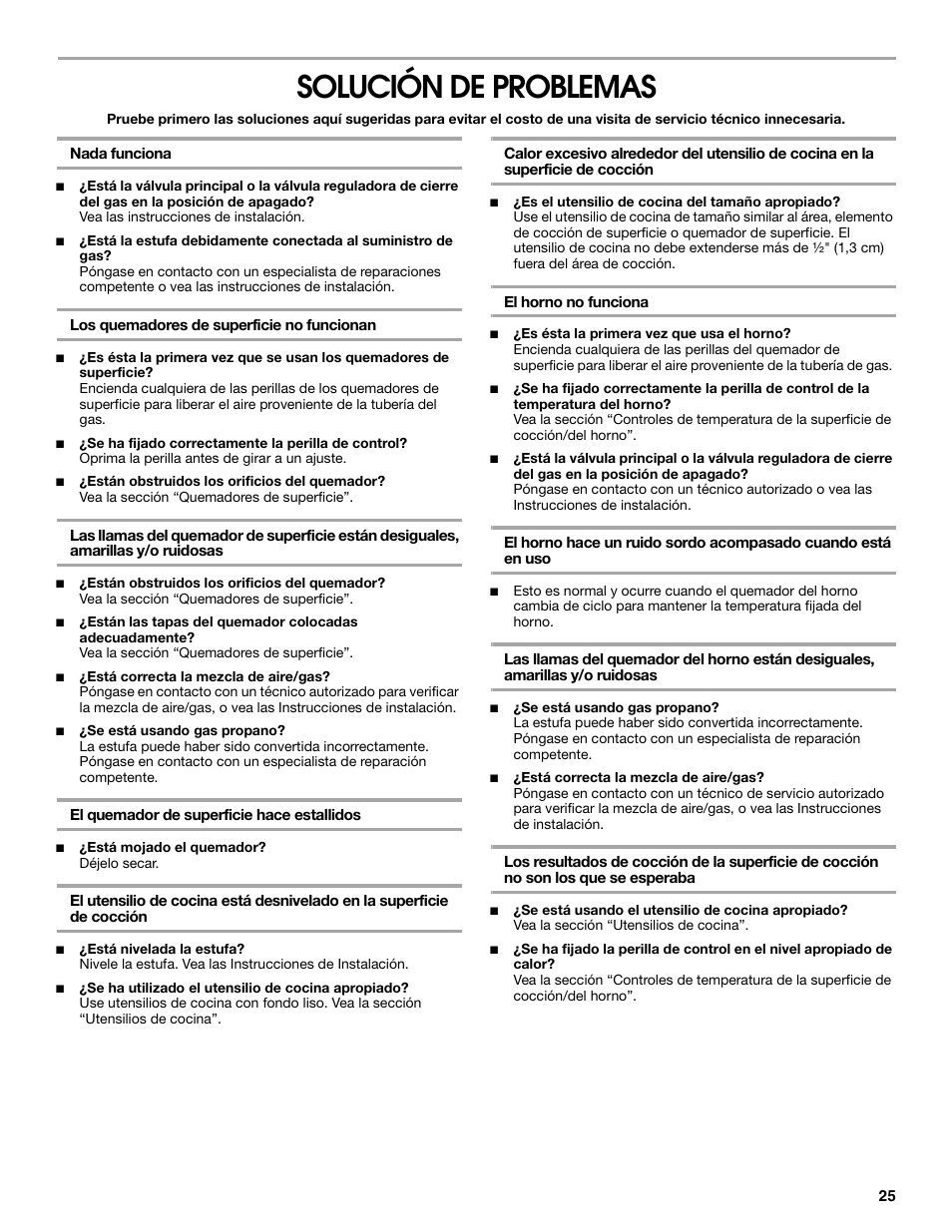 Solución de problemas | Estate W10173325A User Manual | Page 25 / 28