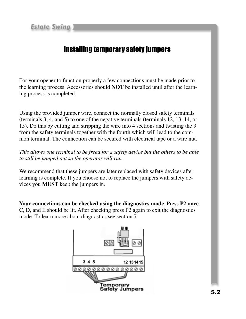 Installing temporary safety jumpers | Estate E-SC 1102 User Manual | Page 18 / 38