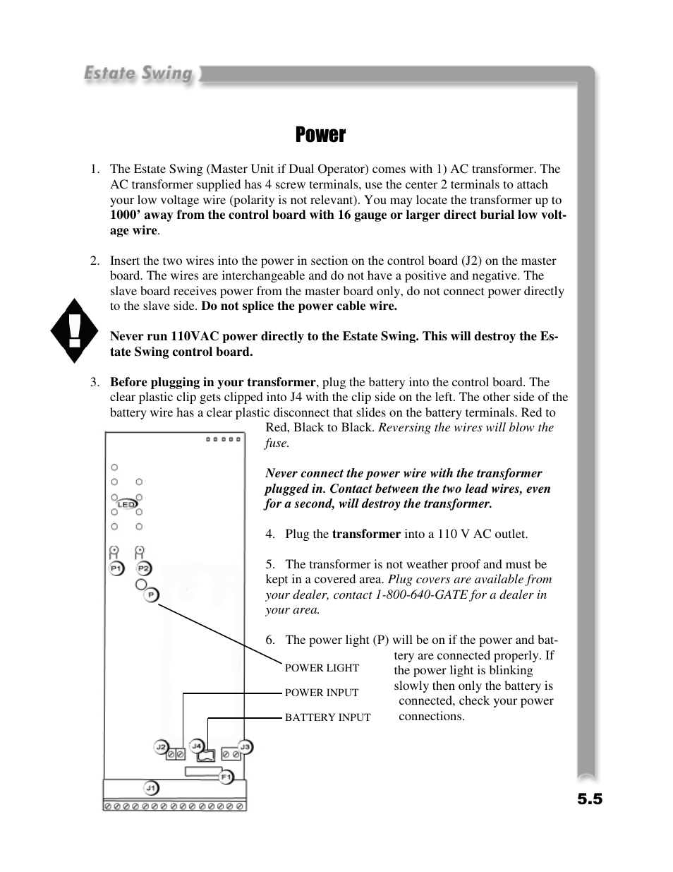 Power | Estate E-SC 1102 User Manual | Page 21 / 38