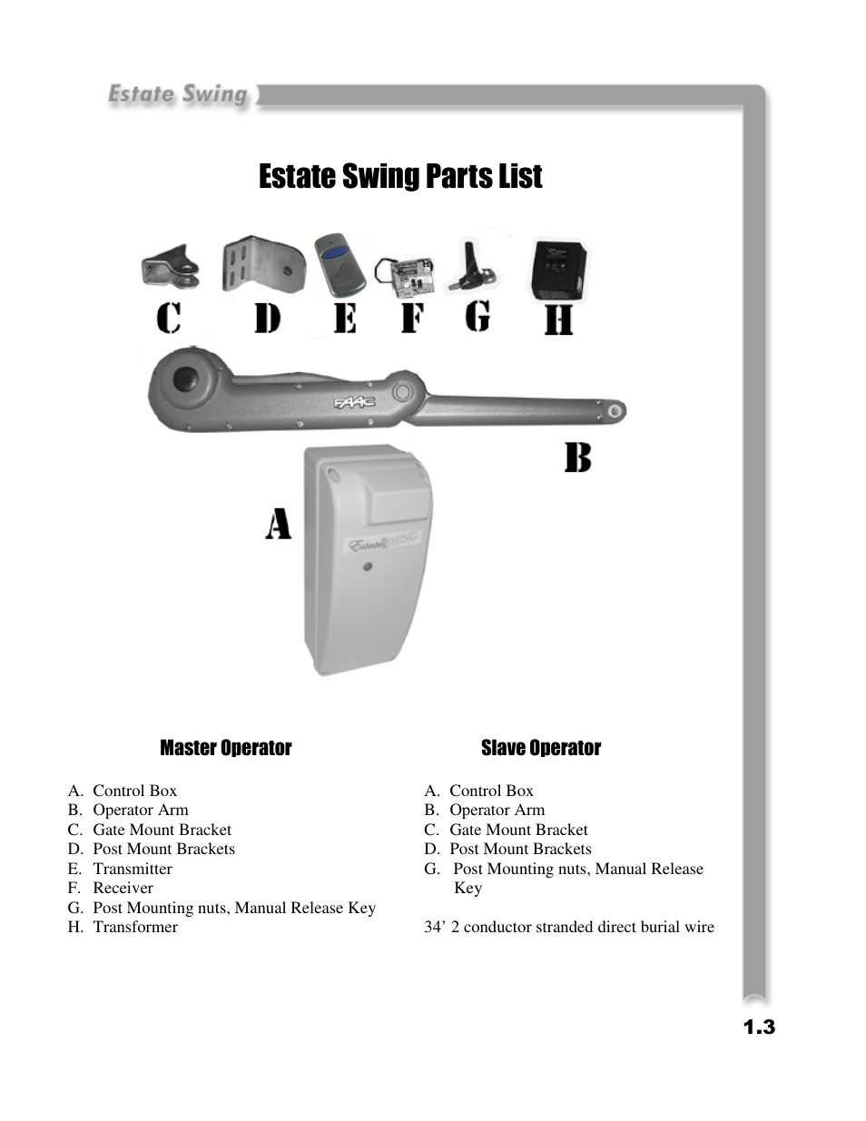 Estate swing parts list | Estate E-SC 1102 User Manual | Page 8 / 38