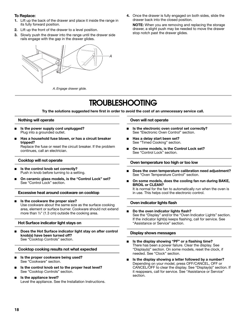 Troubleshooting | Estate W10017730 User Manual | Page 18 / 20