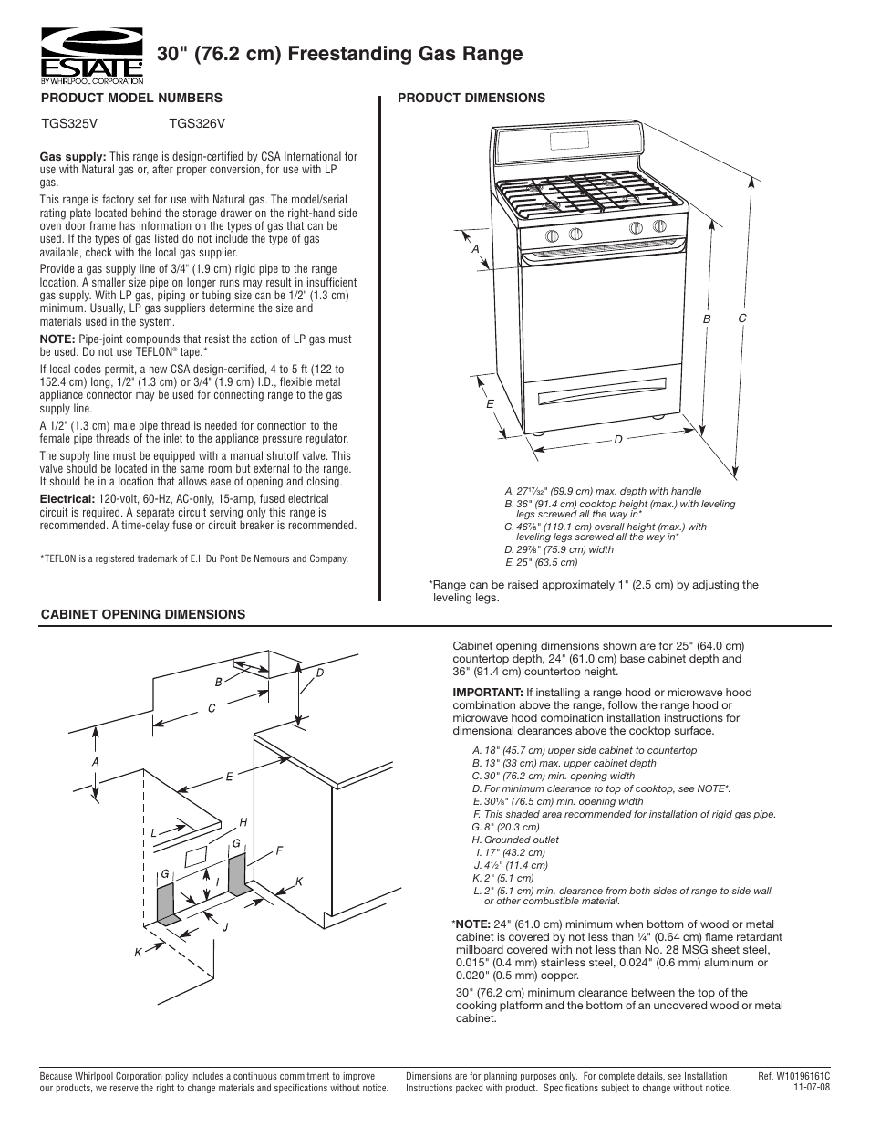 Estate TGS326V User Manual | 1 page