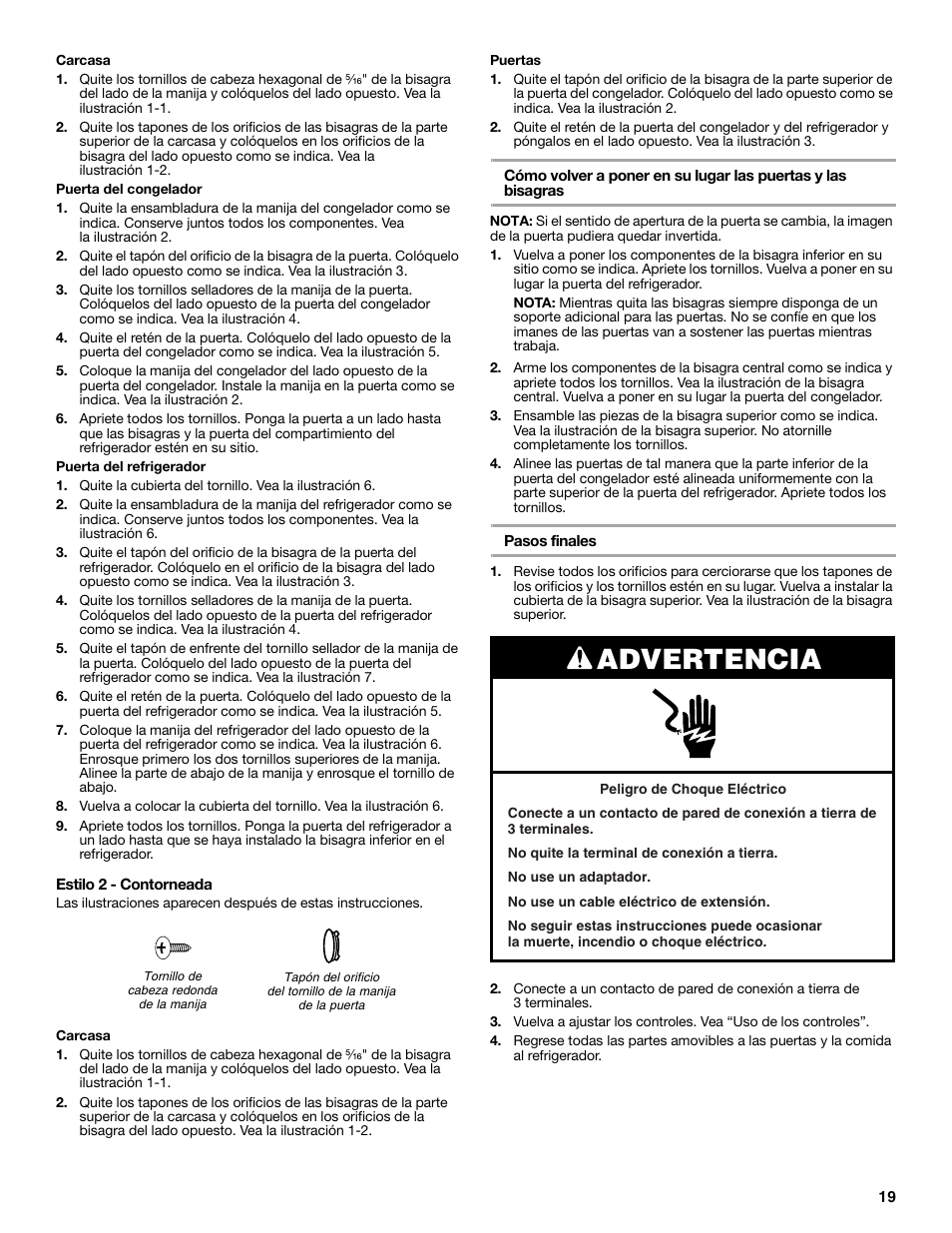 Advertencia | Estate 2316077B User Manual | Page 19 / 40