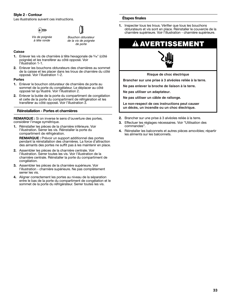 Avertissement | Estate 2316077B User Manual | Page 33 / 40