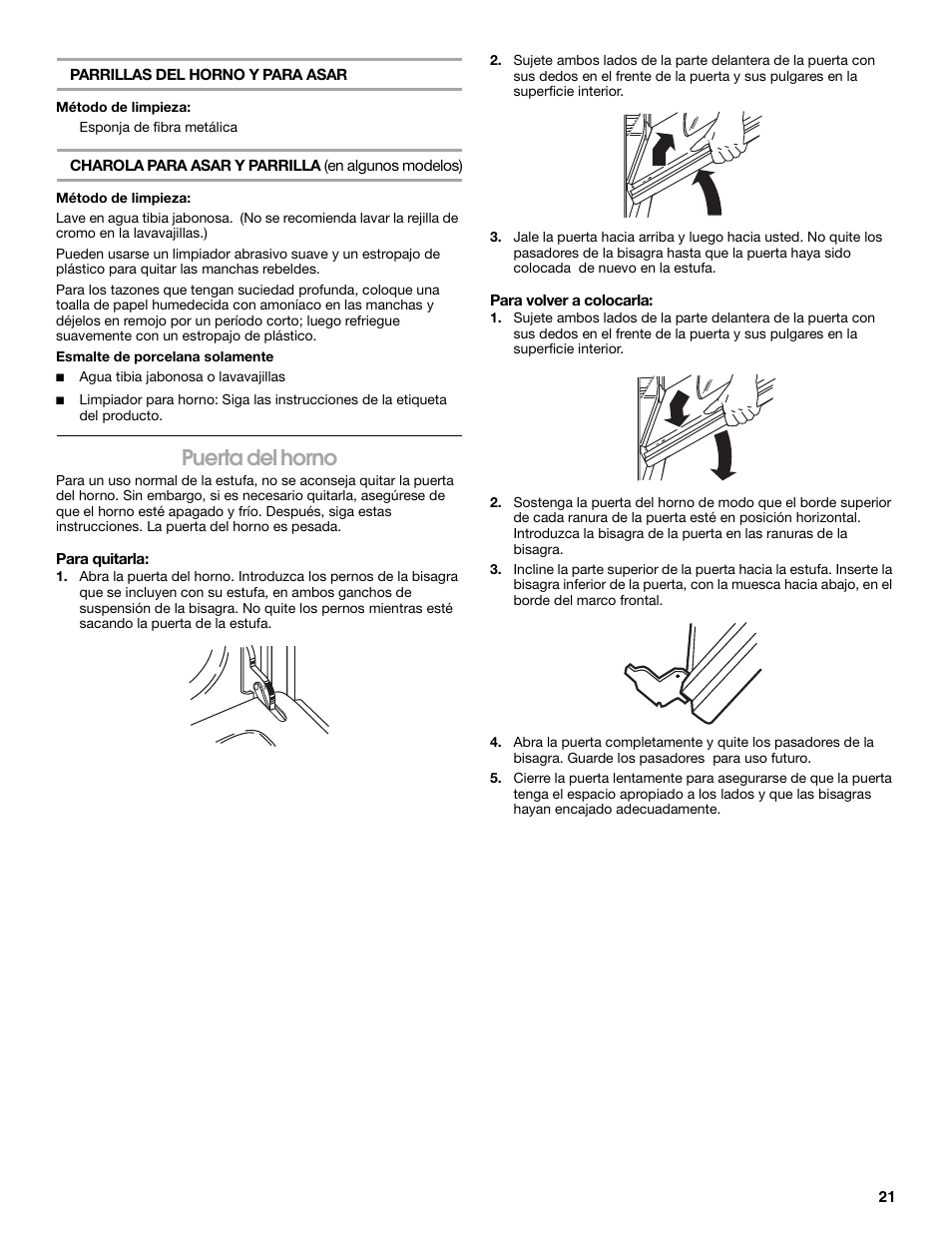 Puerta del horno | Estate W10175655A User Manual | Page 21 / 24