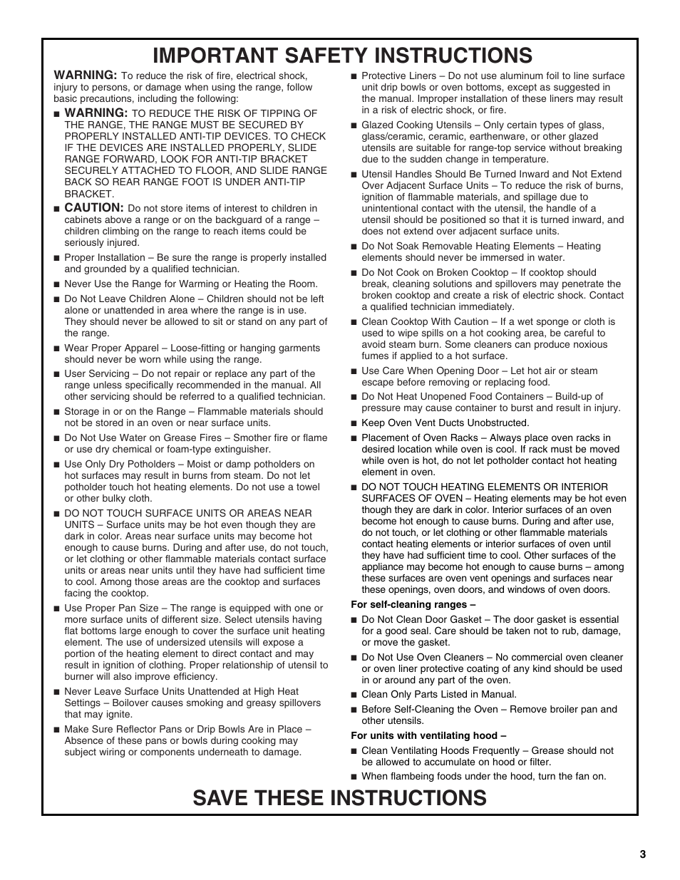 Warning, Caution | Estate TEP315VQ User Manual | Page 3 / 8