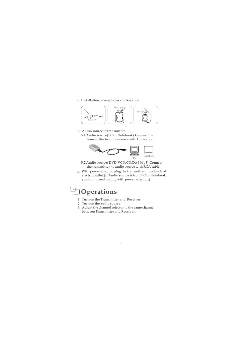 Operations | ELANsat Tech Wireless Digital Audio User Manual | Page 8 / 11