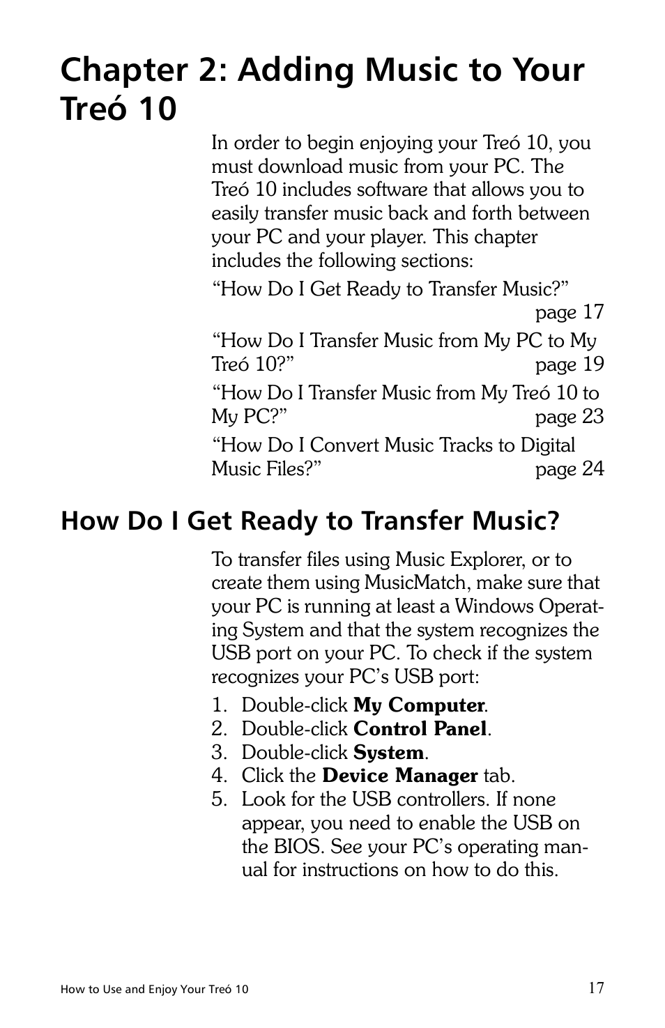 Chapter 2: adding music to your treó 10, How do i get ready to transfer music | E.Digital Treo 10 User Manual | Page 25 / 64