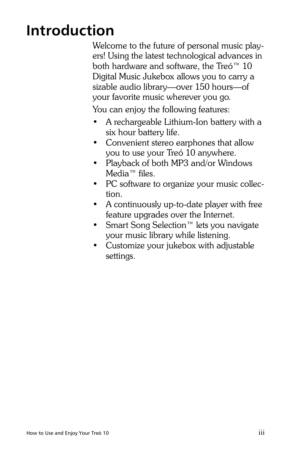 Introduction | E.Digital Treo 10 User Manual | Page 3 / 64