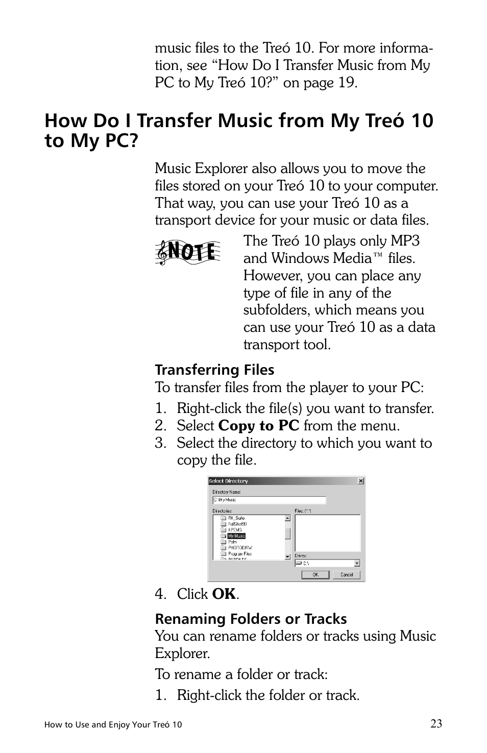 How do i transfer music from my treó 10 to my pc | E.Digital Treo 10 User Manual | Page 31 / 64