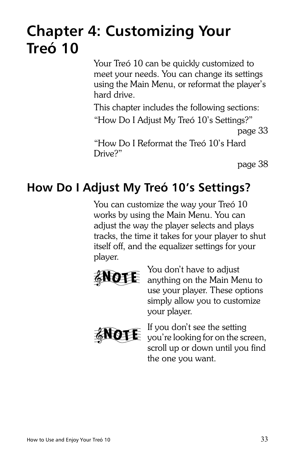 Chapter 4: customizing your treó 10, How do i adjust my treó 10’s settings | E.Digital Treo 10 User Manual | Page 41 / 64