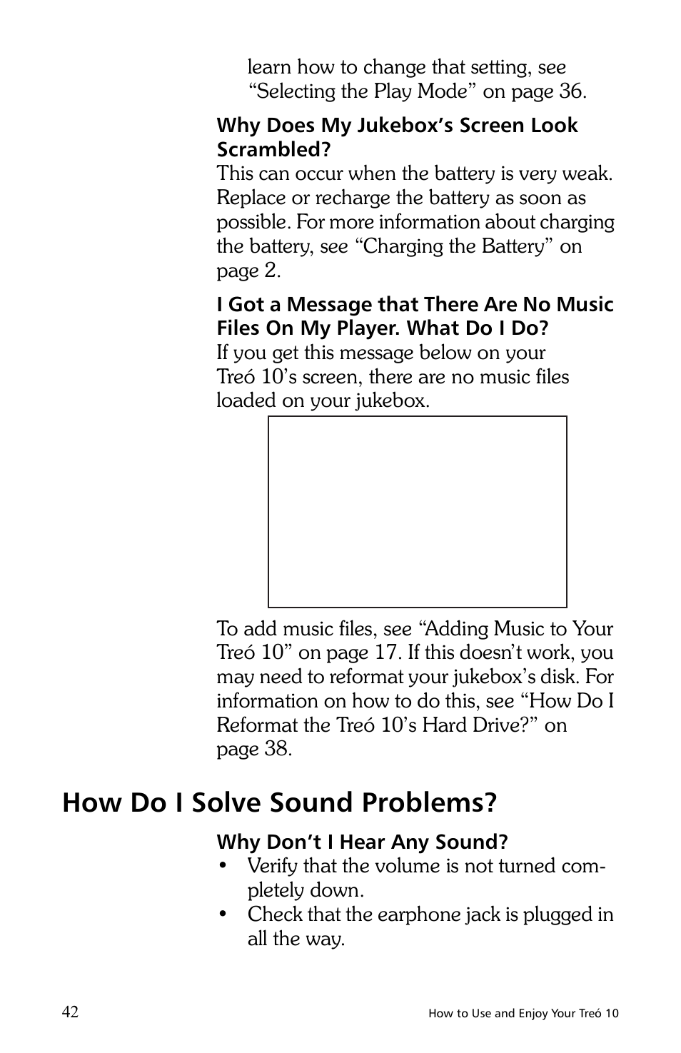 How do i solve sound problems | E.Digital Treo 10 User Manual | Page 50 / 64