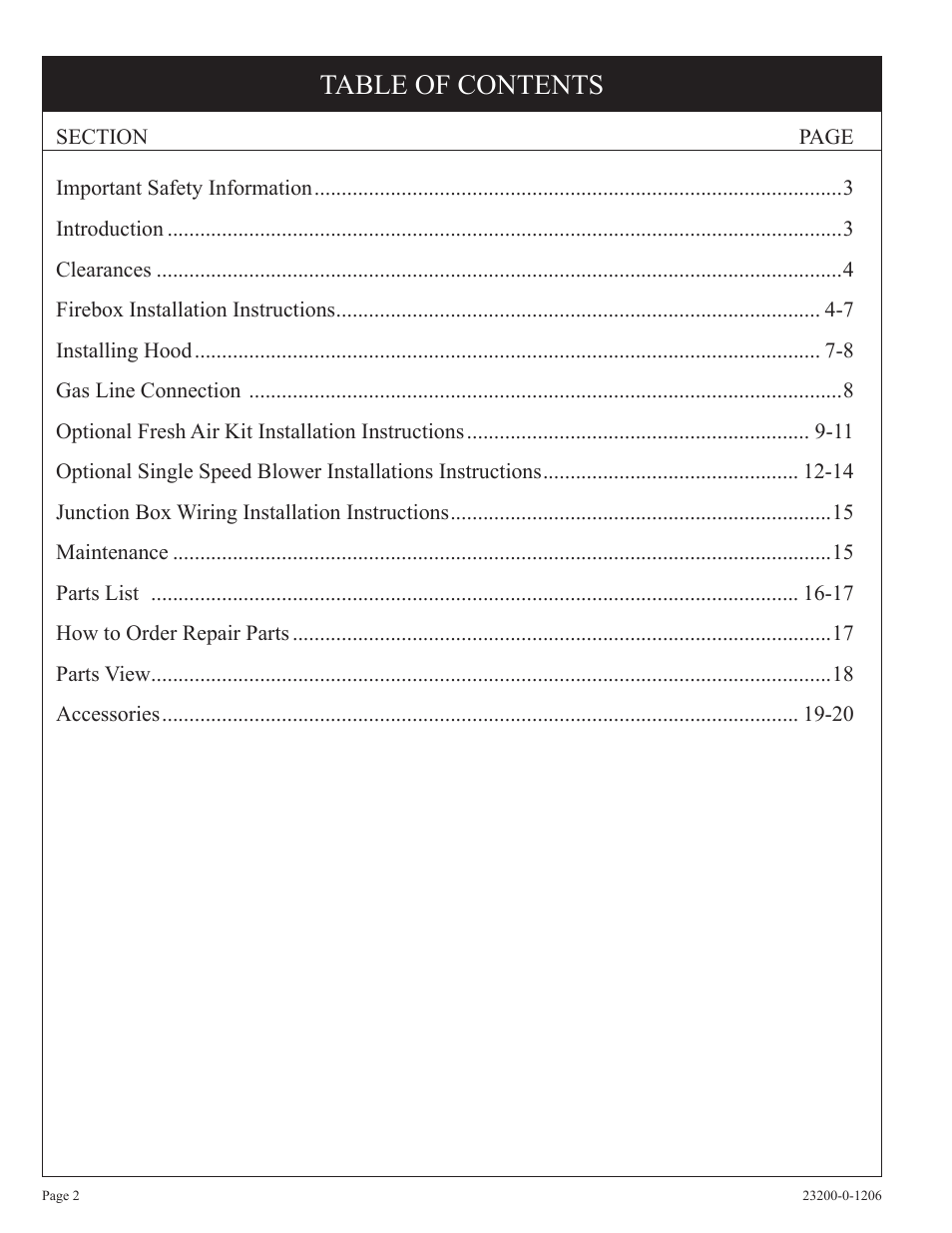 Empire Comfort Systems VFD36FB2DF-1 User Manual | Page 2 / 20