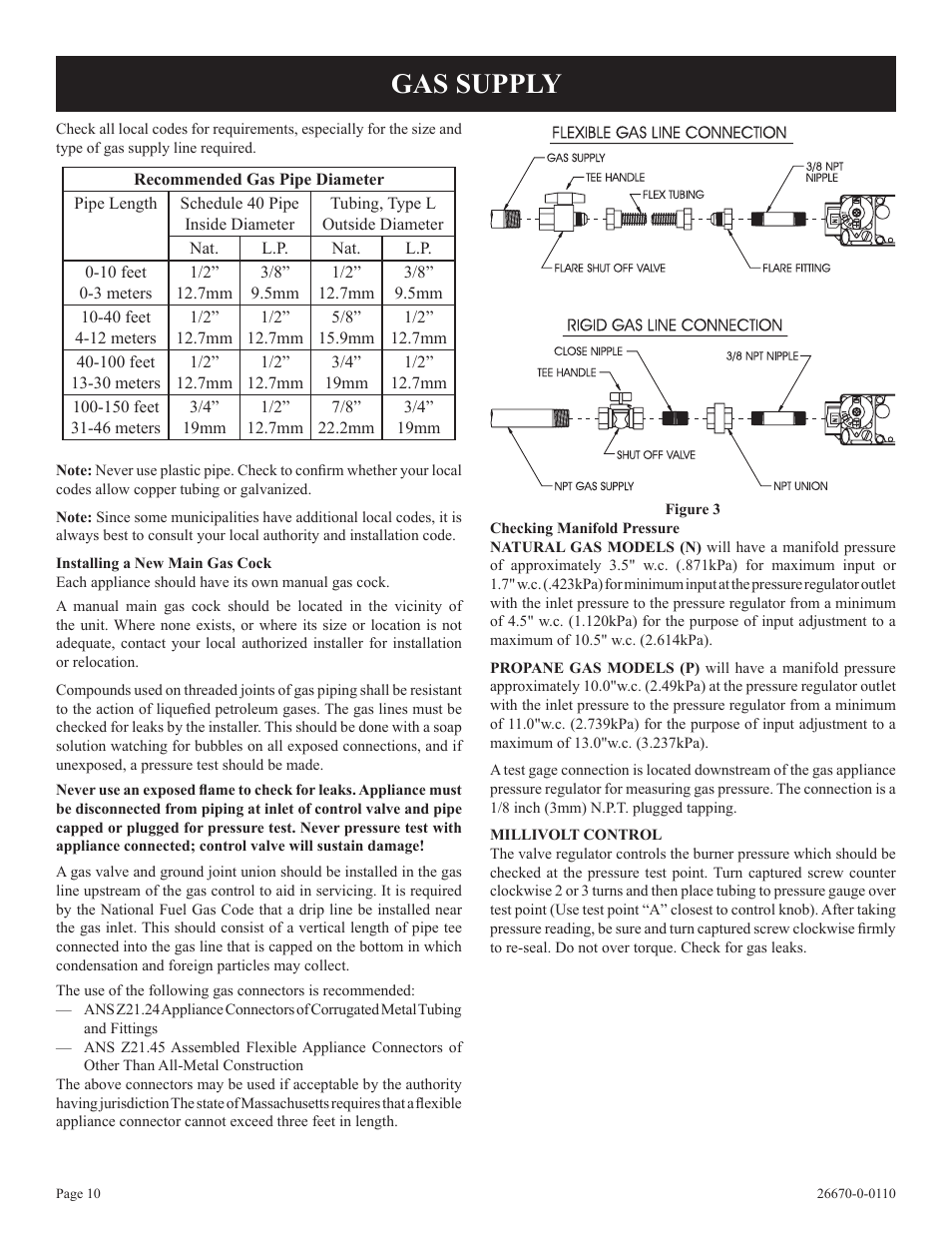 Gas supply | Empire Comfort Systems VFP36SP32EN-2 User Manual | Page 10 / 40