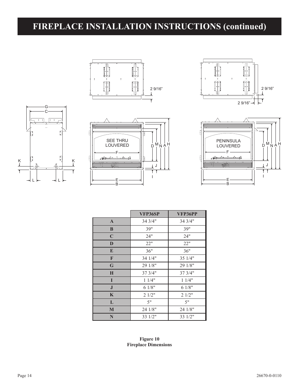 Fireplace installation instructions (continued) | Empire Comfort Systems VFP36SP32EN-2 User Manual | Page 14 / 40