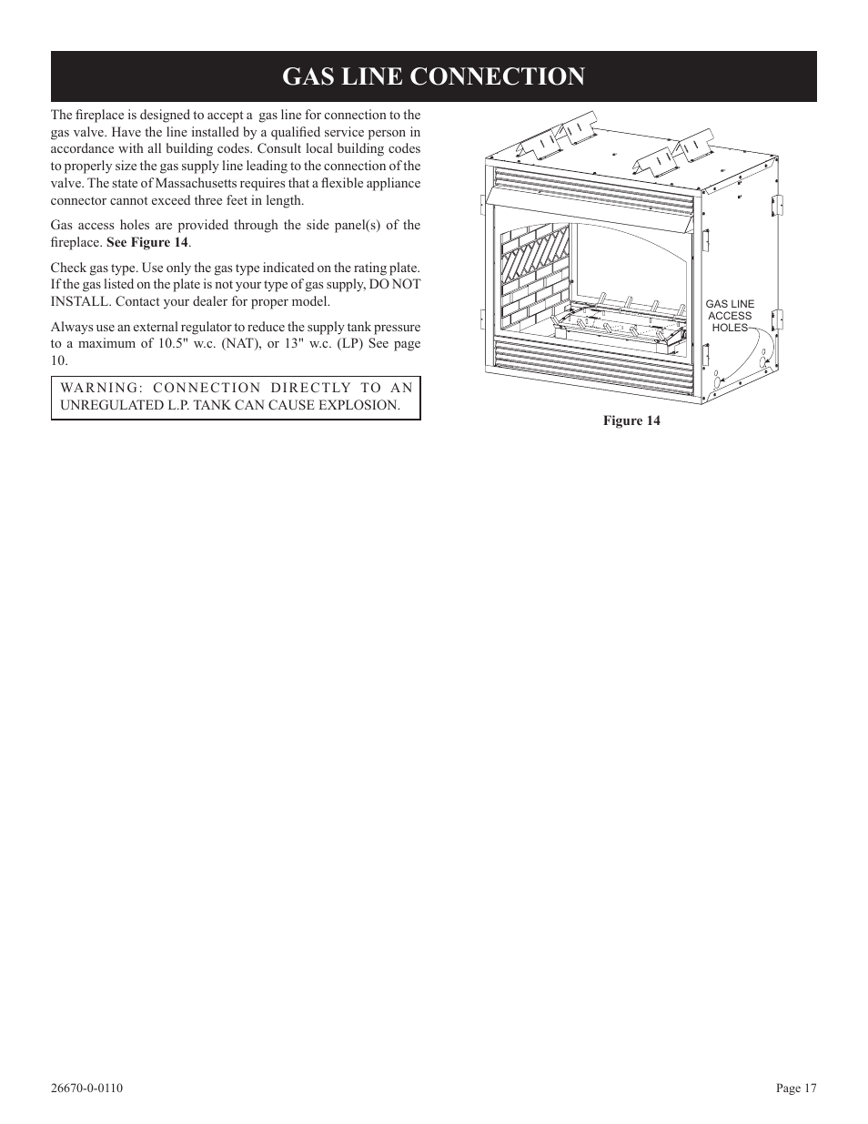 Gas line connection | Empire Comfort Systems VFP36SP32EN-2 User Manual | Page 17 / 40