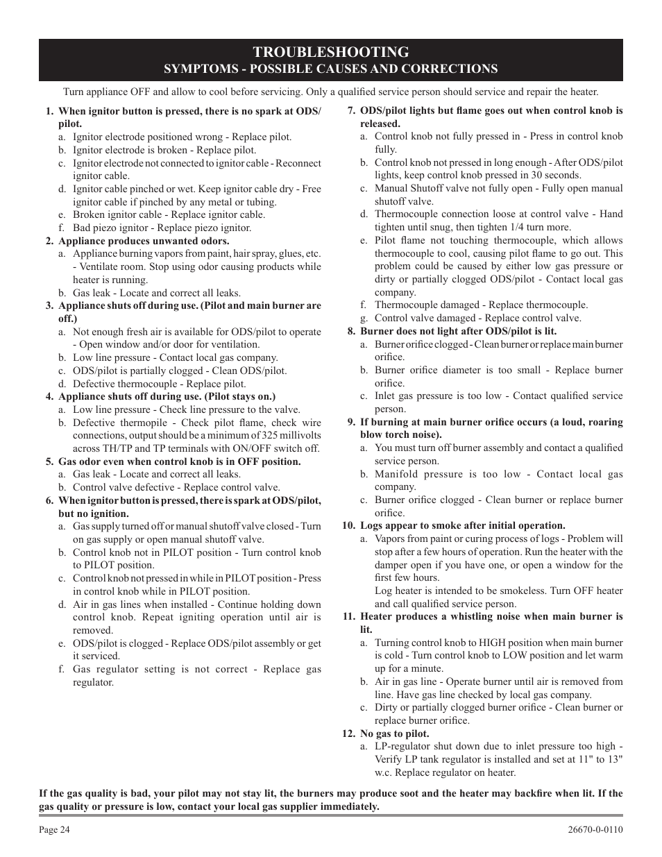 Troubleshooting | Empire Comfort Systems VFP36SP32EN-2 User Manual | Page 24 / 40