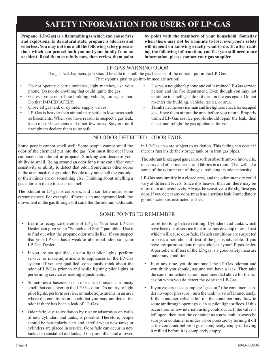Safety information for users of lp-gas | Empire Comfort Systems BF-30-2 User Manual | Page 4 / 20