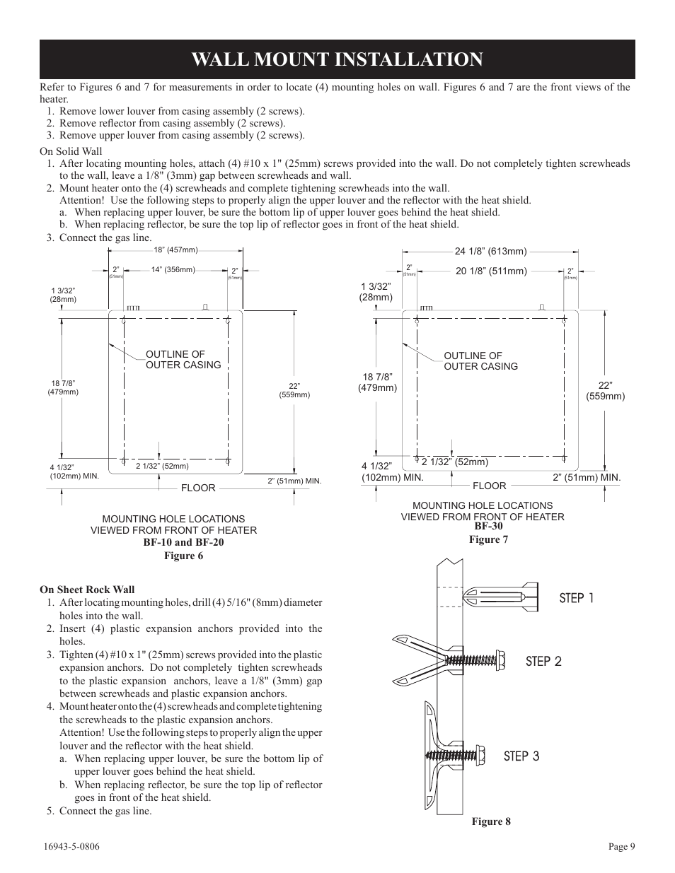 Wall mount installation | Empire Comfort Systems BF-30-2 User Manual | Page 9 / 20