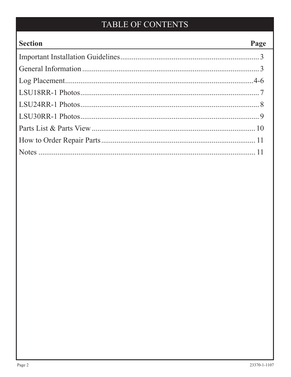 Empire Comfort Systems LSU18RR-1 User Manual | Page 2 / 12