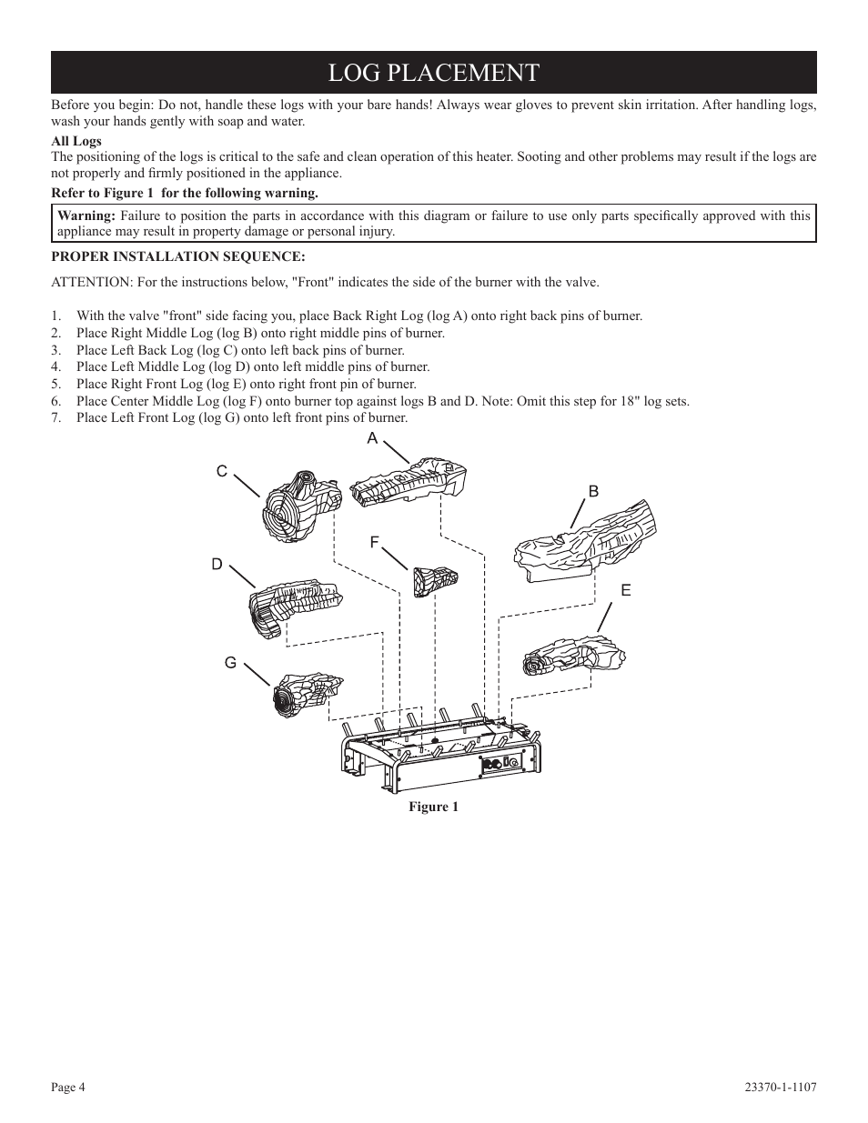 Log placement | Empire Comfort Systems LSU18RR-1 User Manual | Page 4 / 12