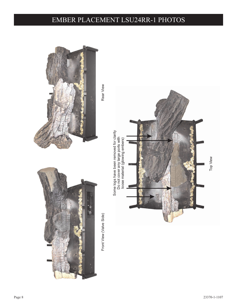 Ember placement lsu24rr-1 photos | Empire Comfort Systems LSU18RR-1 User Manual | Page 8 / 12