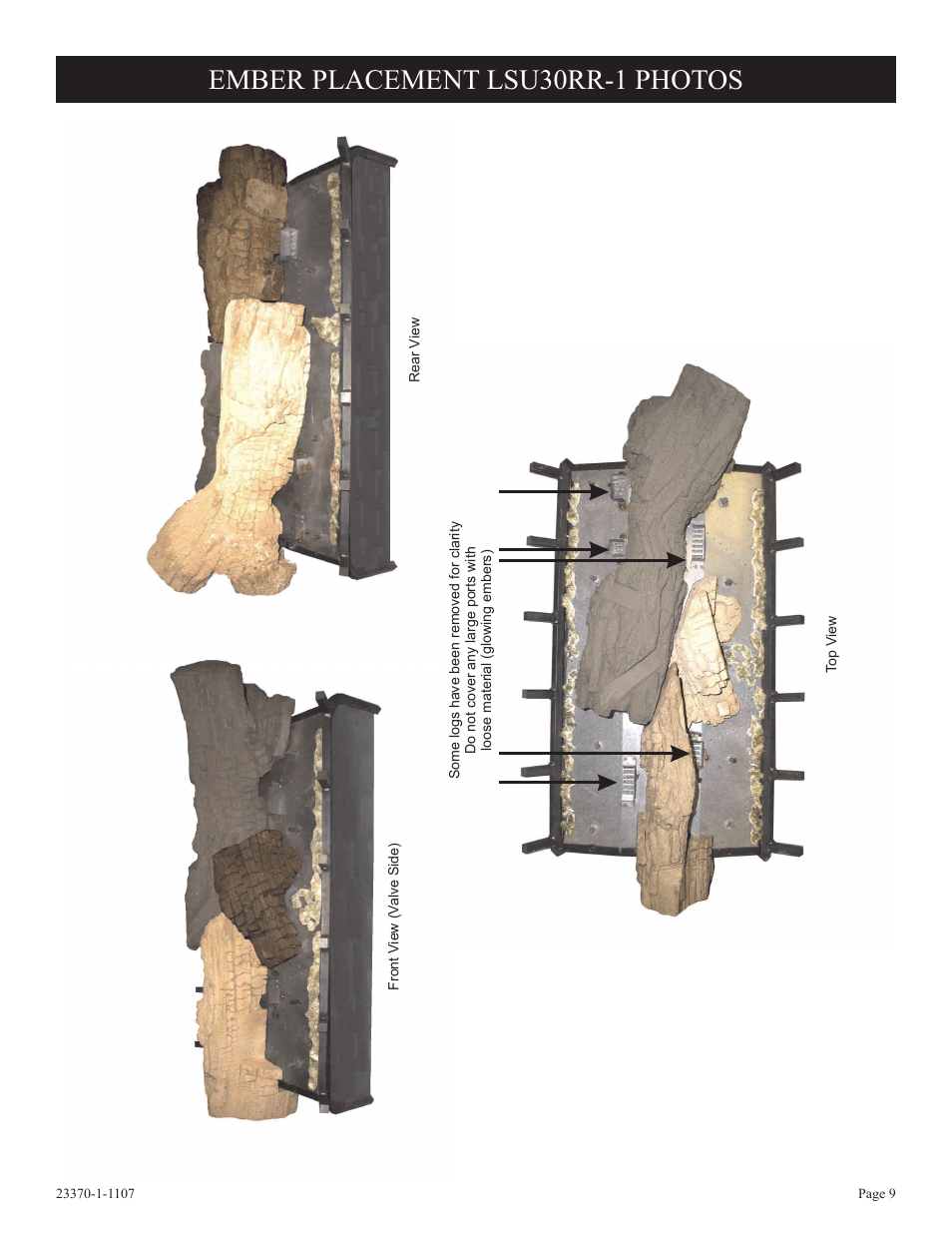 Ember placement lsu30rr-1 photos | Empire Comfort Systems LSU18RR-1 User Manual | Page 9 / 12