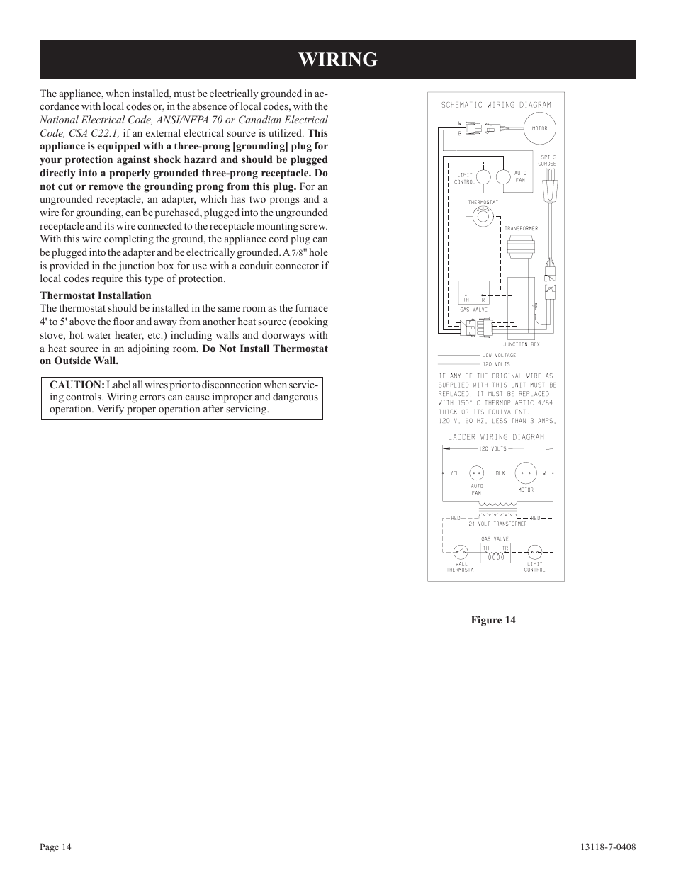 Wiring | Empire Comfort Systems DV-55T-1 User Manual | Page 14 / 20