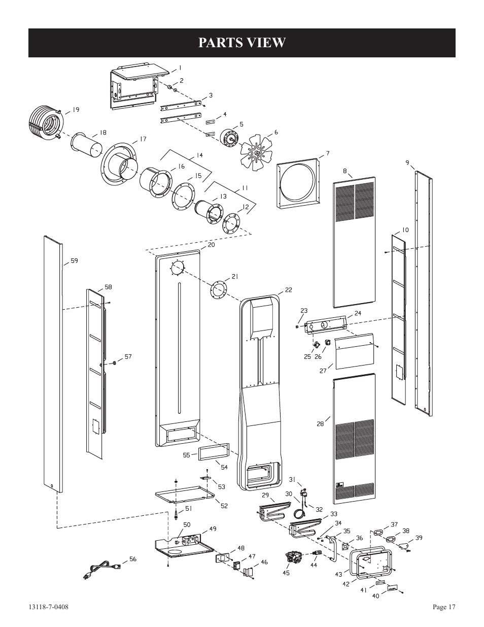 Parts view | Empire Comfort Systems DV-55T-1 User Manual | Page 17 / 20