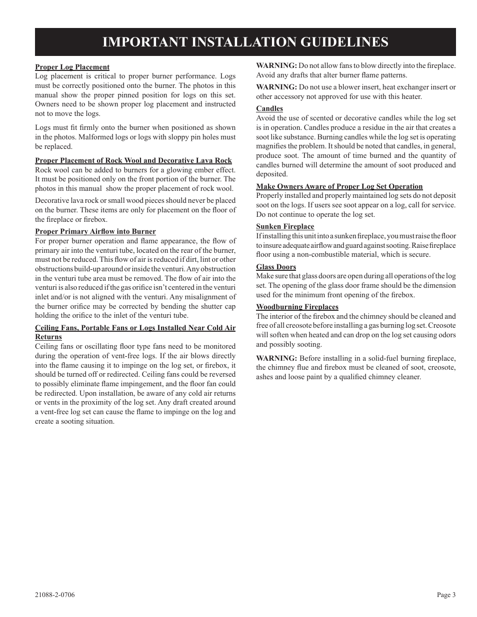 Important installation guidelines | Empire Comfort Systems LS-30B2-1 User Manual | Page 3 / 12