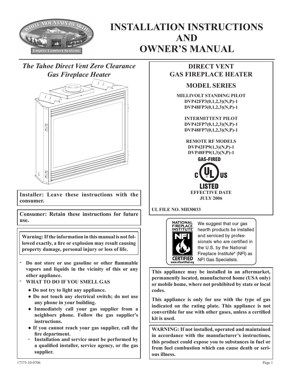 Empire Comfort Systems DVP48FP7 User Manual | 56 pages