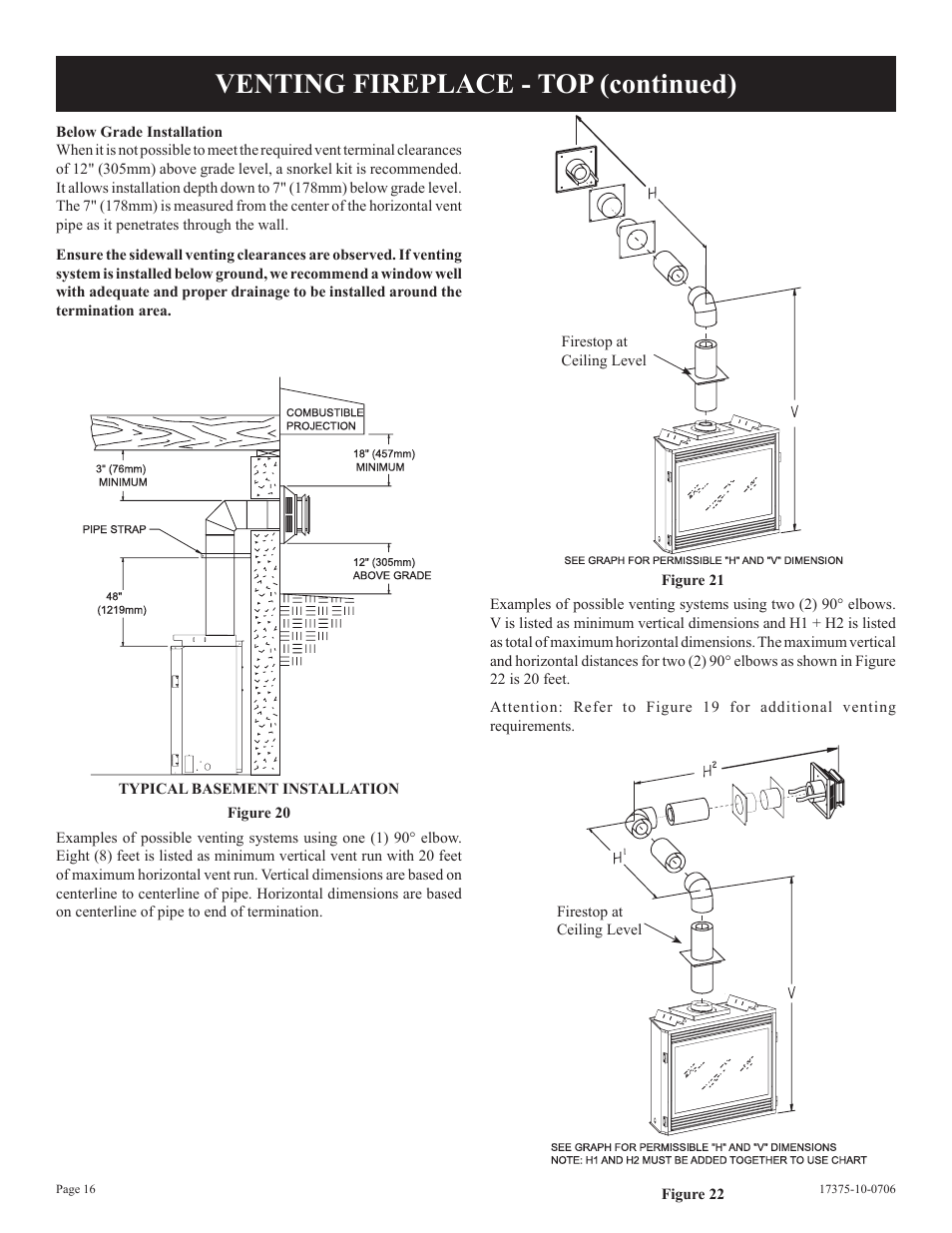 Venting fireplace - top (continued) | Empire Comfort Systems DVP48FP7 User Manual | Page 16 / 56