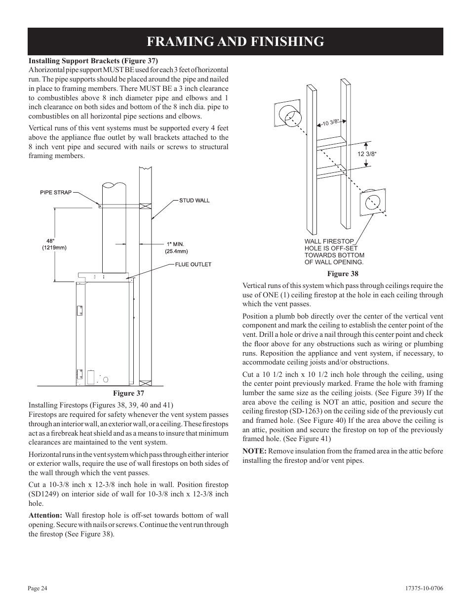 Framing and finishing | Empire Comfort Systems DVP48FP7 User Manual | Page 24 / 56