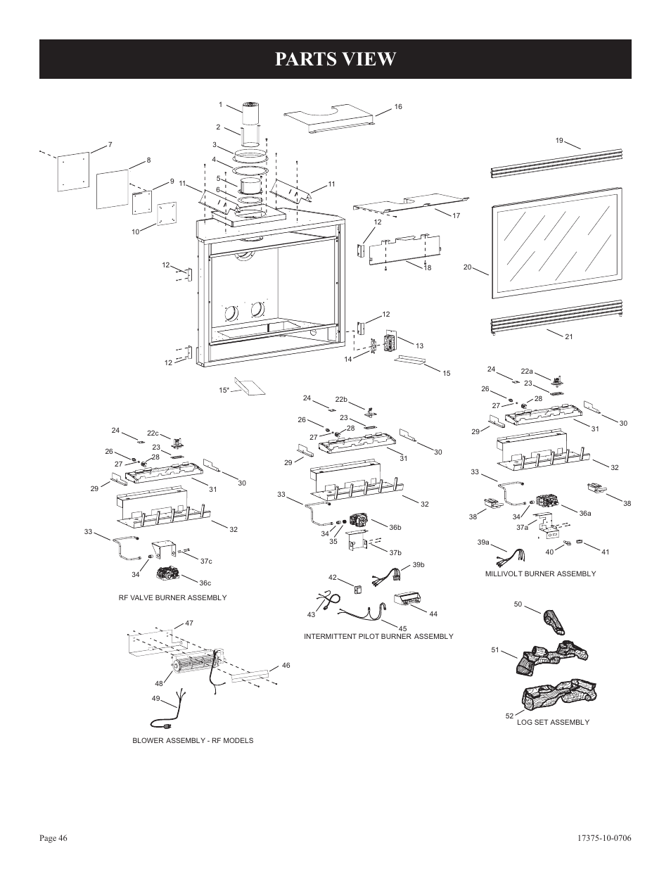 Parts view | Empire Comfort Systems DVP48FP7 User Manual | Page 46 / 56