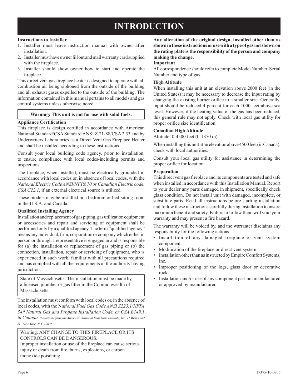 Introduction | Empire Comfort Systems DVP48FP7 User Manual | Page 6 / 56