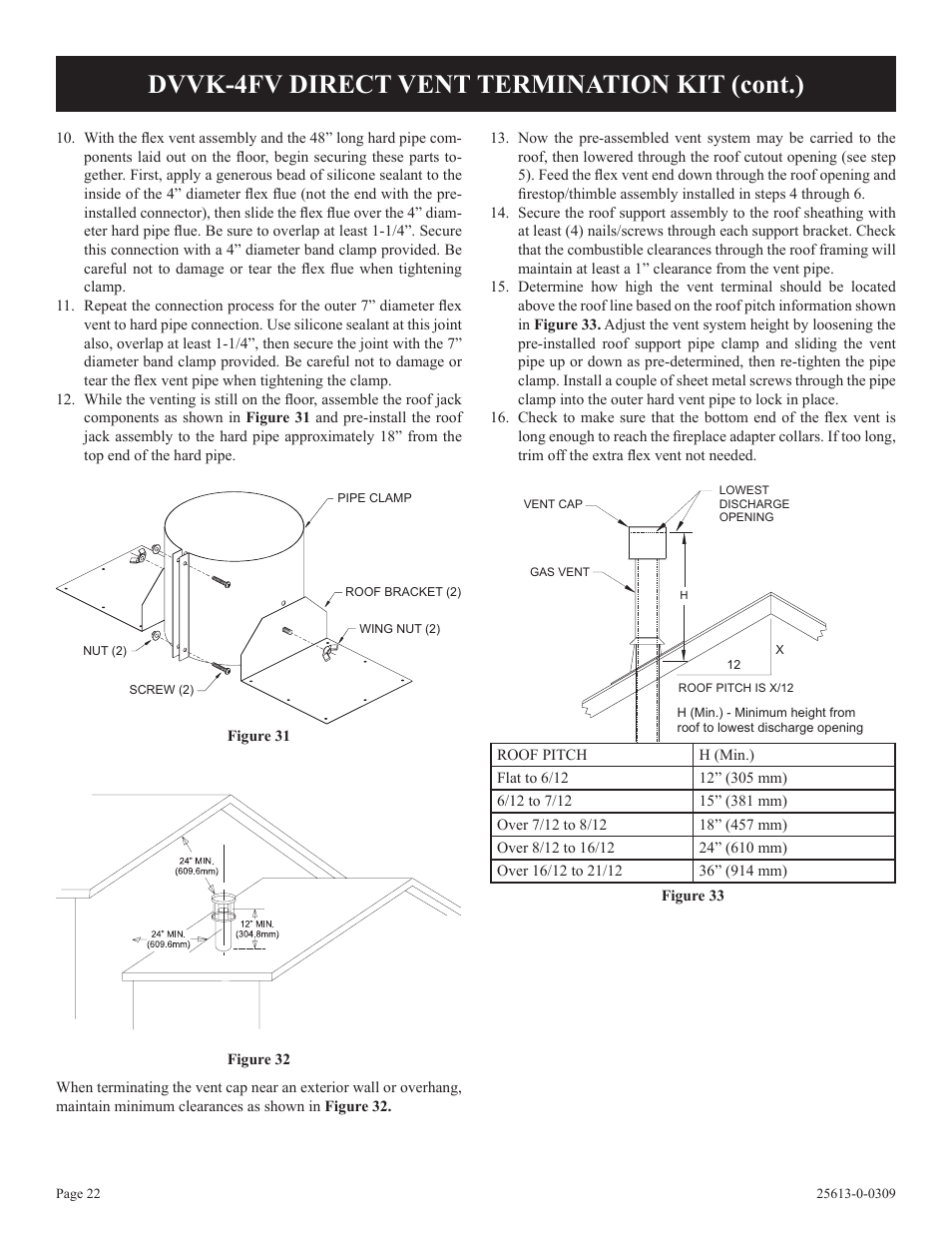 Dvvk-4fv direct vent termination kit (cont.) | Empire Comfort Systems DVX36DP31 User Manual | Page 22 / 72