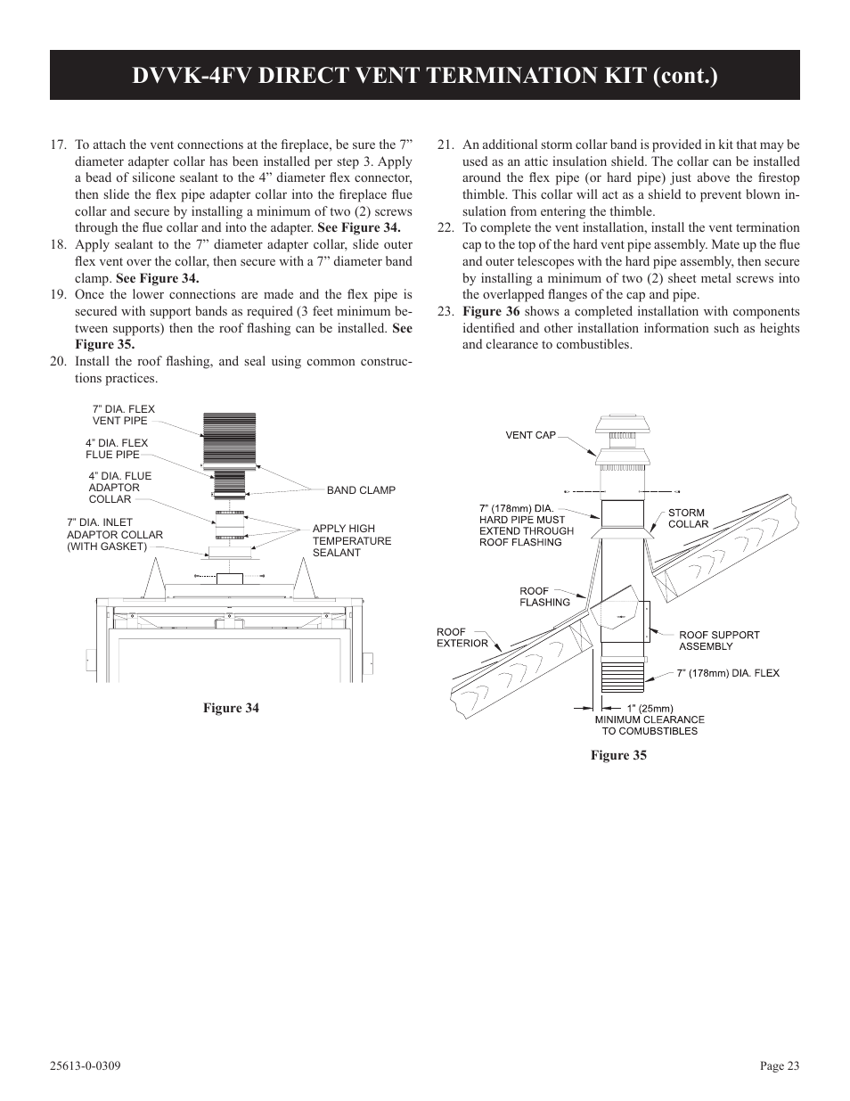 Dvvk-4fv direct vent termination kit (cont.) | Empire Comfort Systems DVX36DP31 User Manual | Page 23 / 72